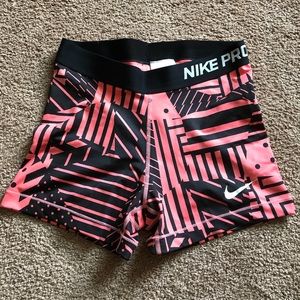 Nike pro short sz M (pink and black print)